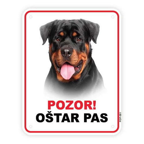 Plocica s natpisom, Rotweiler - glava, PVC, 115x147mm 