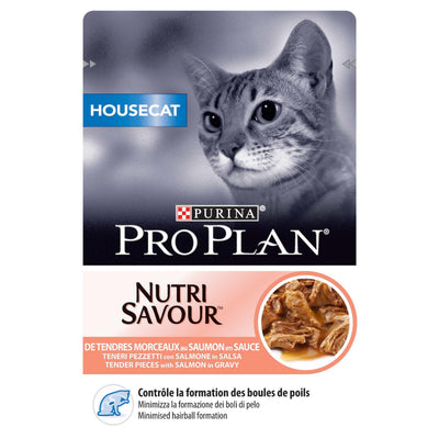 PRO PLAN Nutri Savour Housecat, komadici s lososom, u umaku, 85g