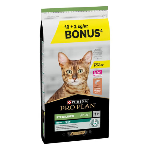 PRO PLAN Sterilised, Opti Renal, bogato lososom, 10kg+2kg bonus