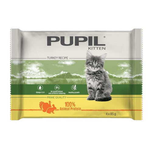PUPIL PRIME KITTEN Multipack, s puretinom i kunicevinom, 4x85g