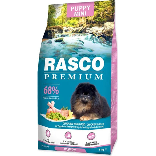 RASCO Premium PUPPY MINI, piletina s rizom, 1kg