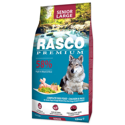 RASCO Premium SENIOR, Large, piletina s rizom, 15kg