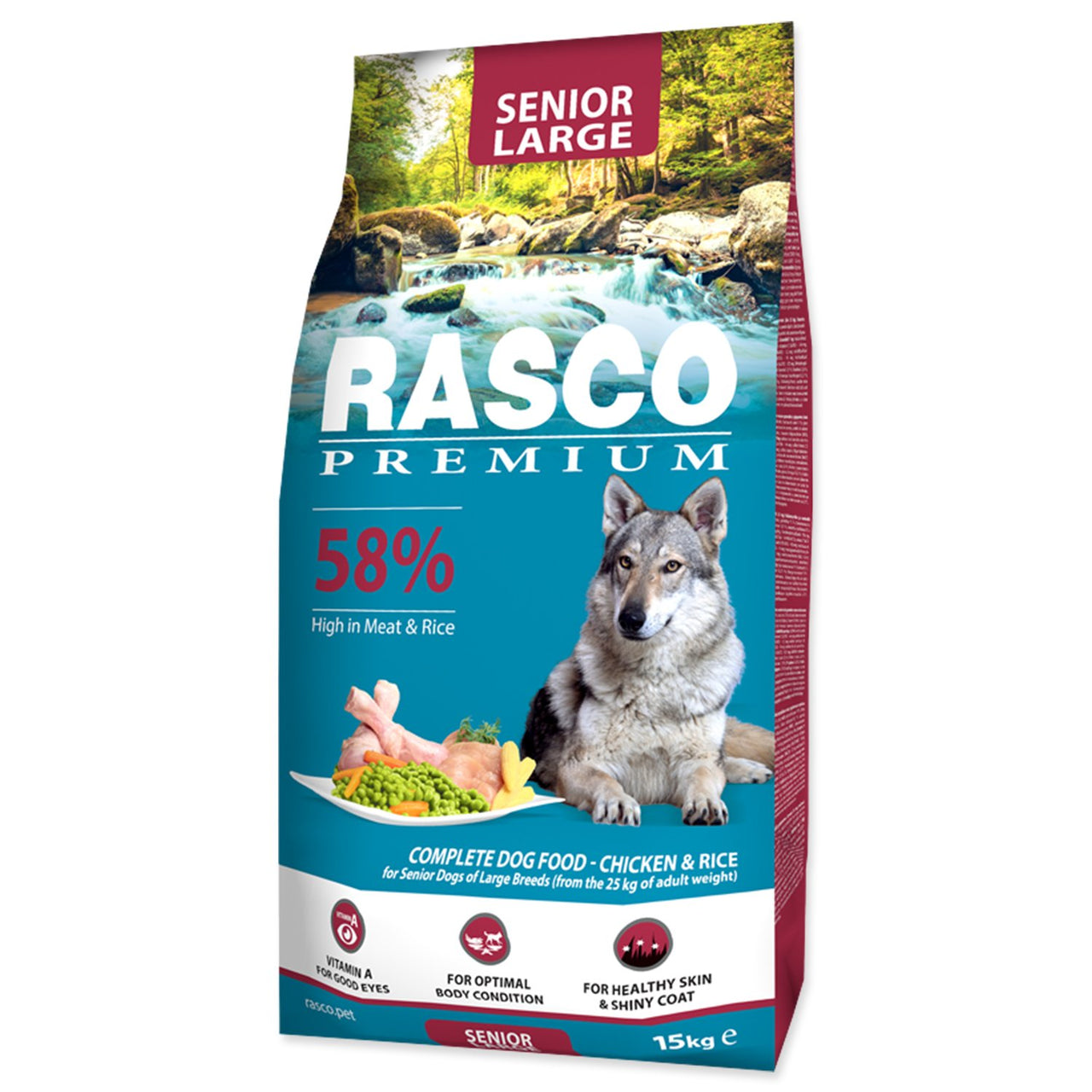 RASCO Premium SENIOR, Large, piletina s rizom, 15kg