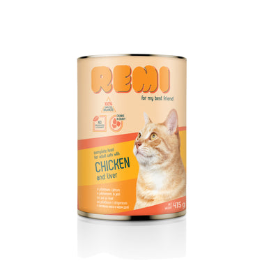 REMI Piletina i jetra, potpuna hrana za macke s piletinom i jetrom, 415 g