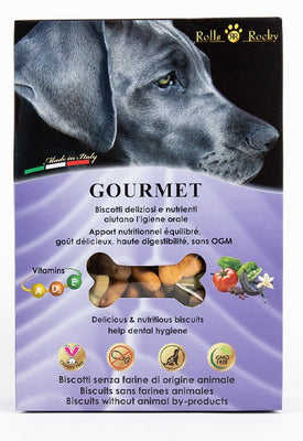ROCKY GOURMET biskviti za pse, s okusom vanilije/rajcice/spinata/rogaca, 300g