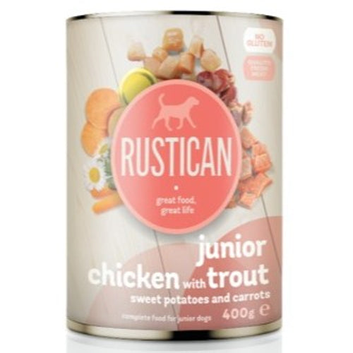 RUSTICAN JUNIOR Piletina i pastrva s batatom i mrkvom, bez glutena