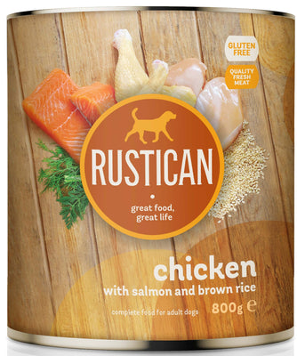 RUSTICAN Piletina s lososom i smeđom rizom, bez glutena, 800g