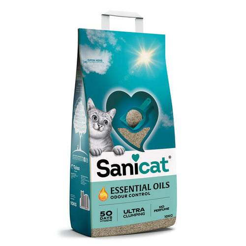 SANICAT Essential Oils, grudajuci mineralni pijesak za macke, bezmirisni, 10kg