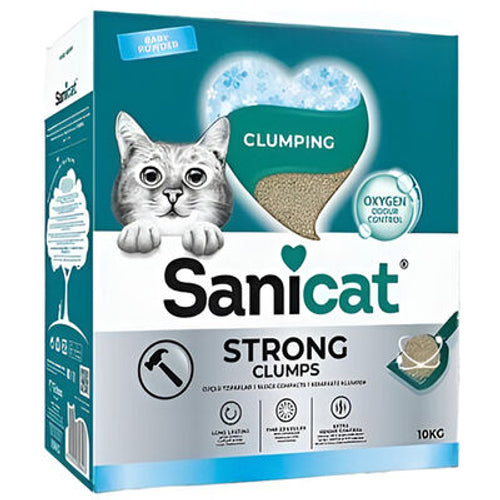 SANICAT Strong Clumps BabyPowd, grudajuci miner. pijesak za macke, mirisni, 10kg