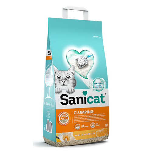 SANICAT Vanilla&Mandarina, grudajuci mineralni pijesak za macke, mirisni, 8l