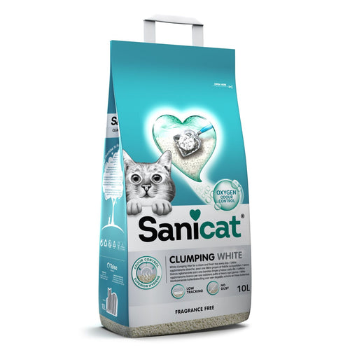 SANICAT White, grudajuci mineralni pijesak za macke, bezmirisni, 20l