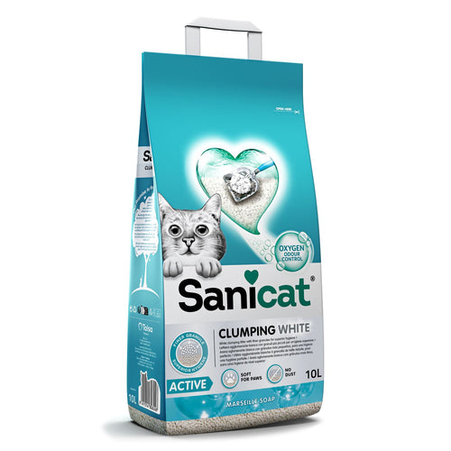 SANICAT White Marseille Soap, grudajuci mineralni pijesak za macke, mirisni, 10l