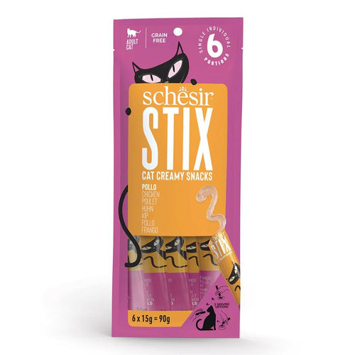 SCHESIR Cat Stix, piletina, kremasta poslastica za macke, bez zitarica, 6x15g