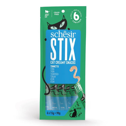SCHESIR Cat Stix, tunjevina, kremasta poslastica za macke, bez zitarica, 6x15g