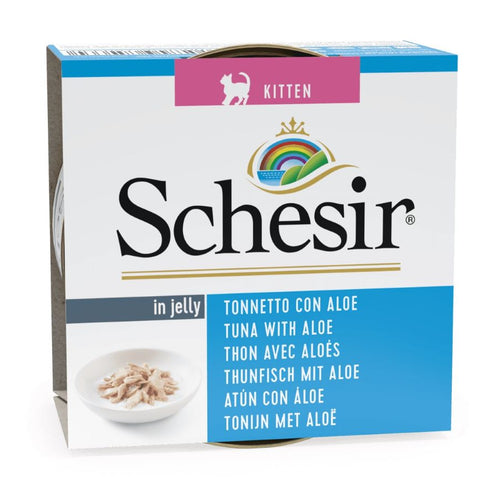 SCHESIR Konzerva za macice KITTEN (3-12m.), tunjevina s aloe verom, u zeleu, 85g
