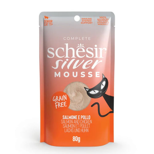 SCHESIR Silver Mousse, losos i piletina, bez zitarica, 80g