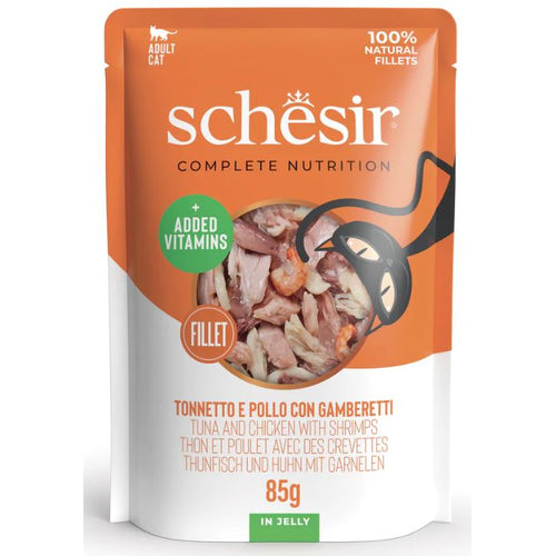 SCHESIR Vrecica za macke, Tuna i piletina s racicima u zeleu, 85g