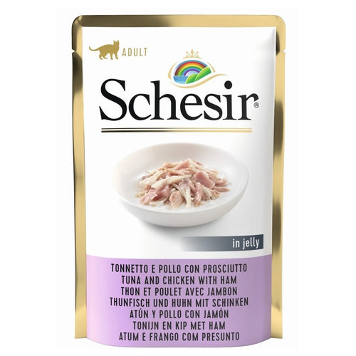 SCHESIR Vrecica za macke, Tuna i piletina sa sunkom u zeleu, 85g