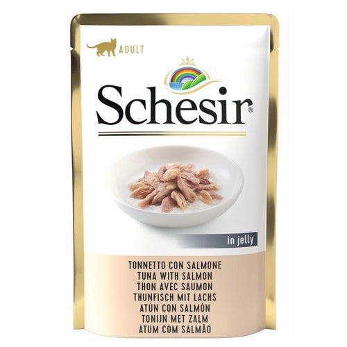 SCHESIR Vrecica za macke, Tuna s lososom u zeleu, 85g