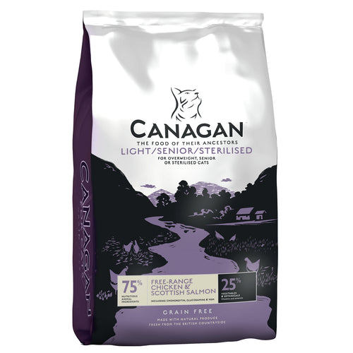 CANAGAN Light/Senior, piletina i losos, za macke, bez zitarica