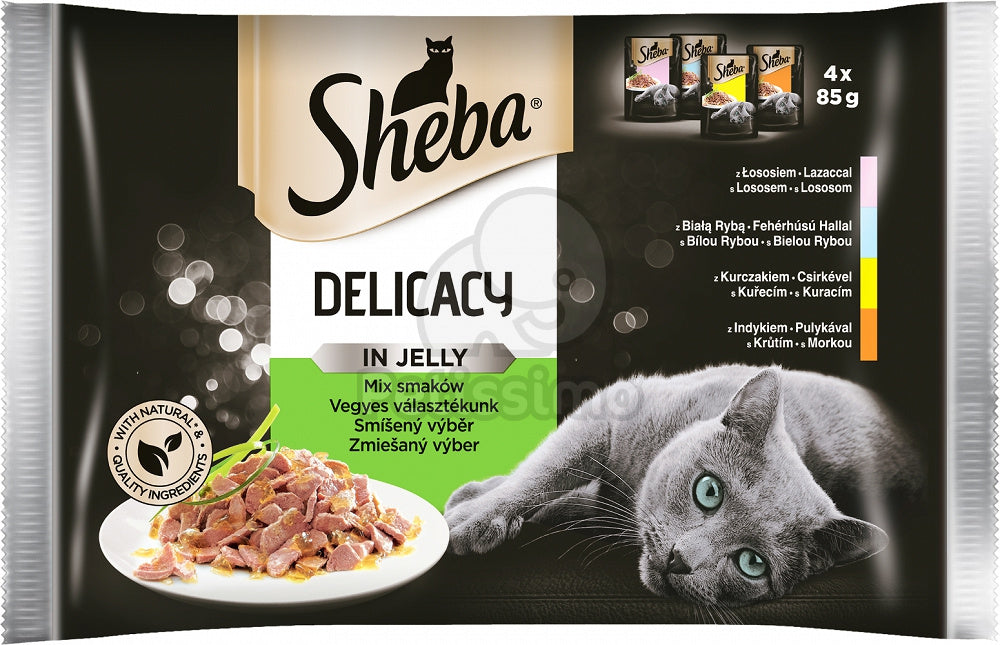 SHEBA Delicacy Multipack, Mijesani izbor ribe i peradi, u zeleu, 4x85g