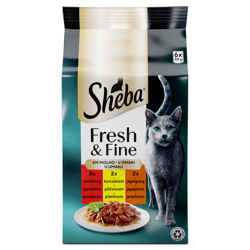 SHEBA Fresh&Fine, s piletinom s govedinom, s janjetinom, u umaku, 6x50g