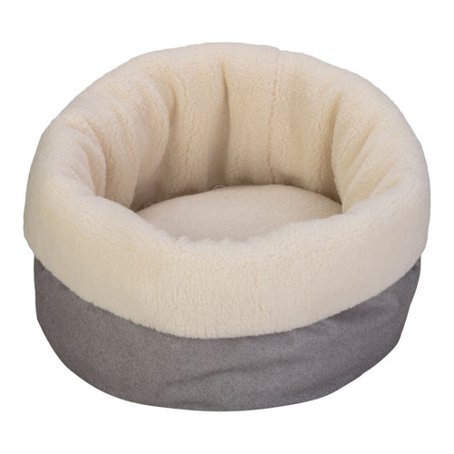 PET COMFORT Krevet Oslo, okrugli, s unutrasnjosti od plisa, bez/siva, 50cm