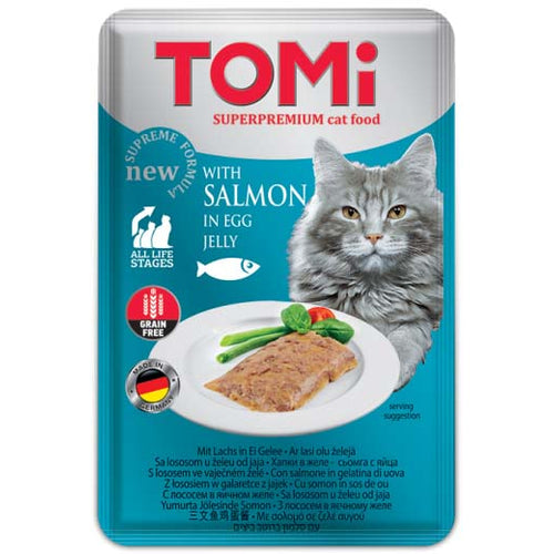 TOMI Grain-free Vrecica za macke s lososom u zeleu od jaja, 100g