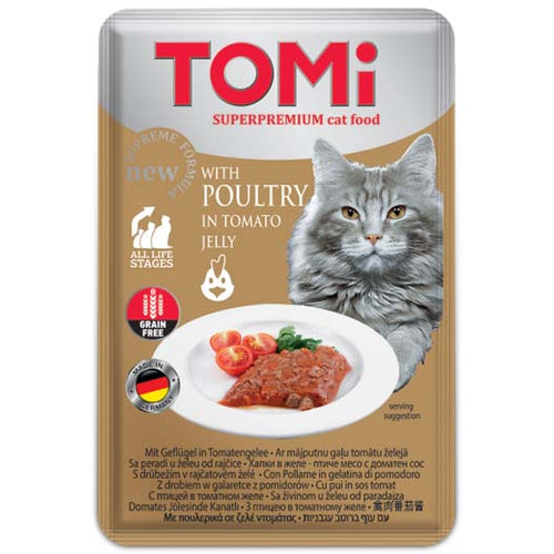 TOMI Grain-free Vrecica za macke s peradi u zeleu od rajcice, 100g