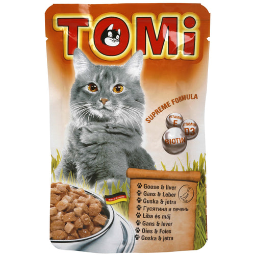TOMI Vrecica za macke s guscetinom i jetrom, 100g
