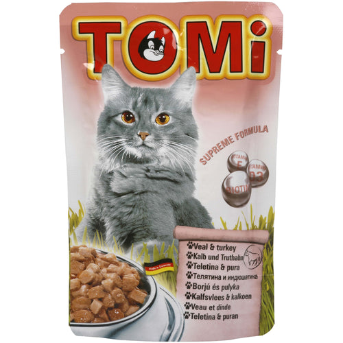 TOMI Vrecica za macke s teletinom i puretinom, 100g