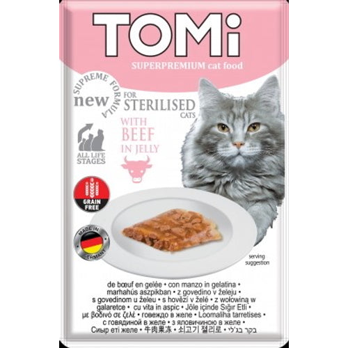 TOMI Vrecica za sterilizirane macke s govedinom u zeleu, 85g