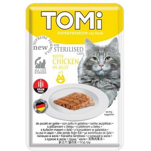 TOMI Vrecica za sterilizirane macke s piletinom u zeleu, 85g