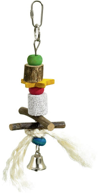 FLAMINGO Igracka za ptice Lava Stone/Drvo/Uze sa zvonom 21 cm, razne boje