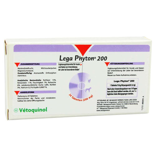 VETOQUINOL Legaphyton 200 za zastitu jetre za pse i macke, 24tbl.