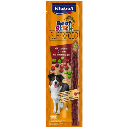 VITAKRAFT Beef Stick Superfood, s graskom i brusnicom, 25g