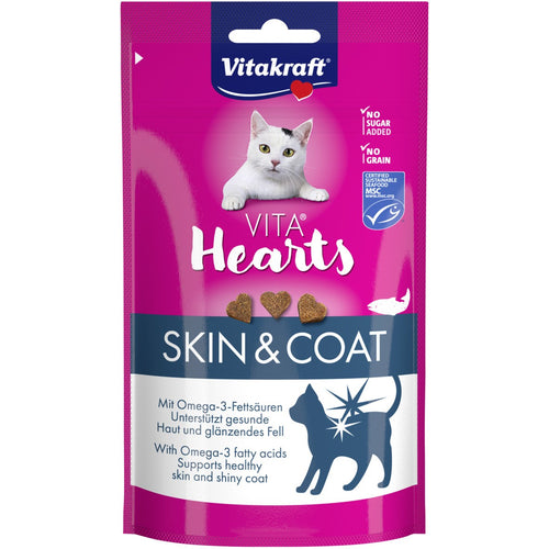 VITAKRAFT Vita Hearts SkinCoat, poslastice za macke s lososom, 40g
