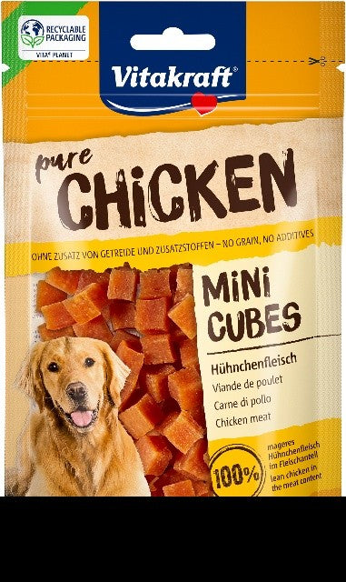 VITAKRAFT Zvakalica Mini Cubes, poslastice za pse, piletina, 80g