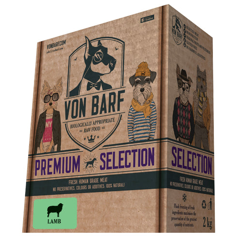 Von BARF Premium Selection, janjetina, sirova zamrznuta hrana za pse, 8x250g 