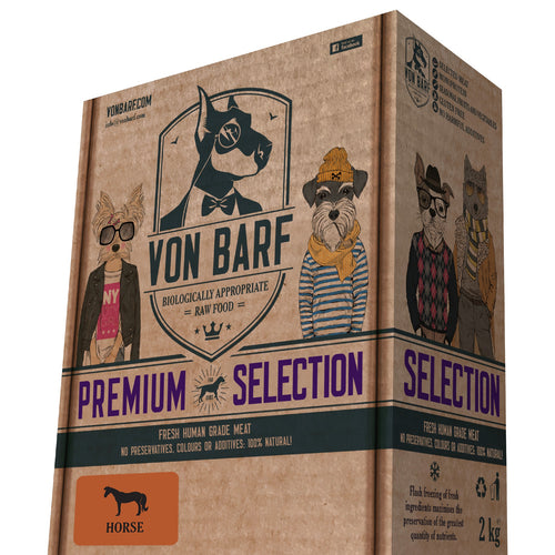 Von BARF Premium Selection, konjetina, sirova zamrznuta hrana za pse, 8x250g 