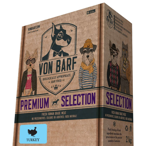 Von BARF Premium Selection, puretina, sirova zamrznuta hrana za pse, 8x250g