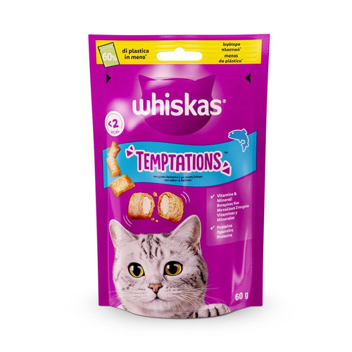 WHISKAS Temptations, s lososom, poslastica za macke, 60g