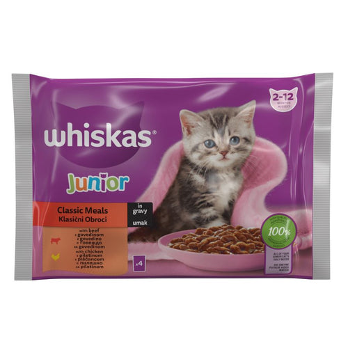 WHISKAS Vrecica JUNIOR Klasicni izbor Junetina 4x85g