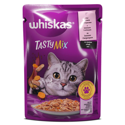 WHISKAS Vrecica Tasty Mix, s lososom i mrkvom, 85g