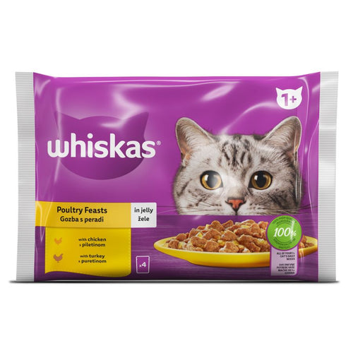 WHISKAS Vrecice Multipack Meso peradi u zeleu 1+ 4x85g