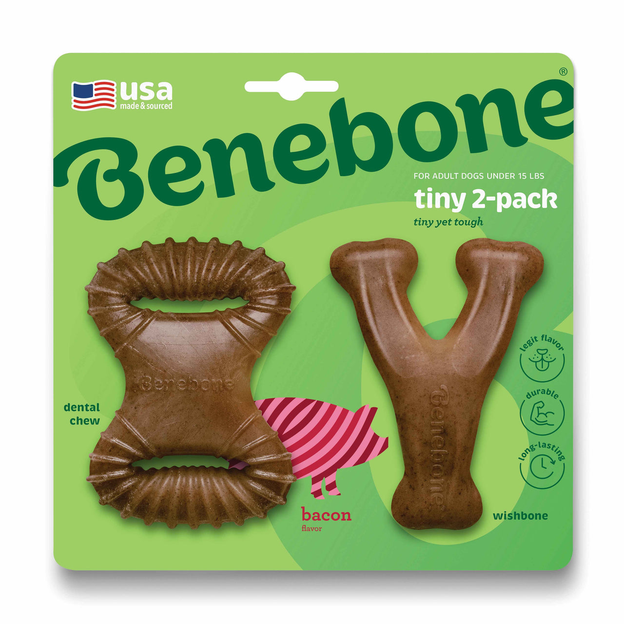 BENEBONE Igracka za pse Dental Chew/Wishbone, aroma slanine