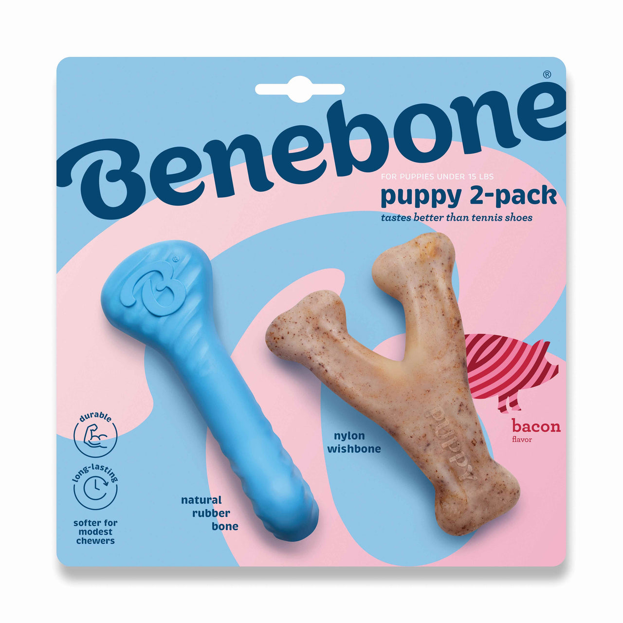 BENEBONE Igracka za pse PUPPY RubberBone/Wishbone, aroma slanine XS