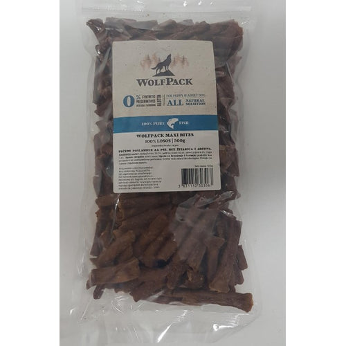 WOLFPACK Maxi bites, 100% losos, peceno meso, bez zitarica, 500g