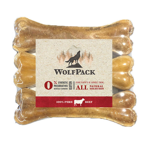 WOLFPACK Presana kost, goveđa koza punjena tripicama, 12,5cm, 3 komada
