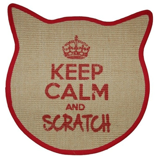 WOUAPY Keep Calm prostirka za grebanje, oblik macje glave, 43x43cm, crvena
